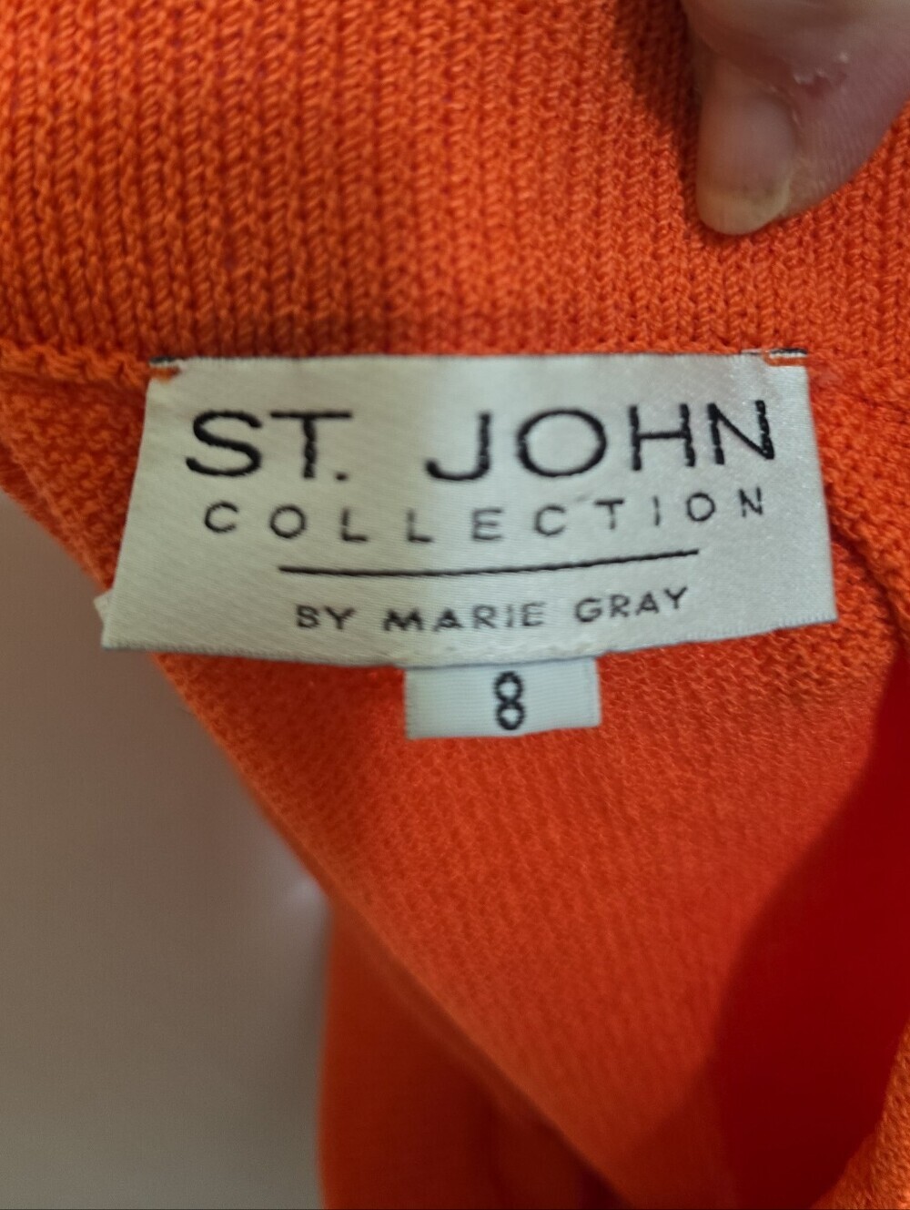 St. John Collection Vibrant 2-piece Cardigan Skirt Set Santana Knit Orange Navy - Picture 8 of 8